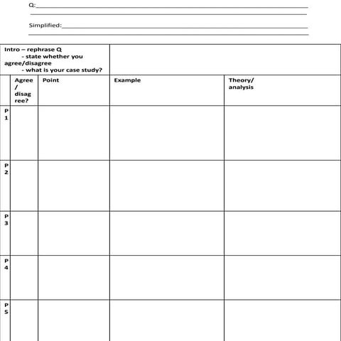 Section b planning sheet