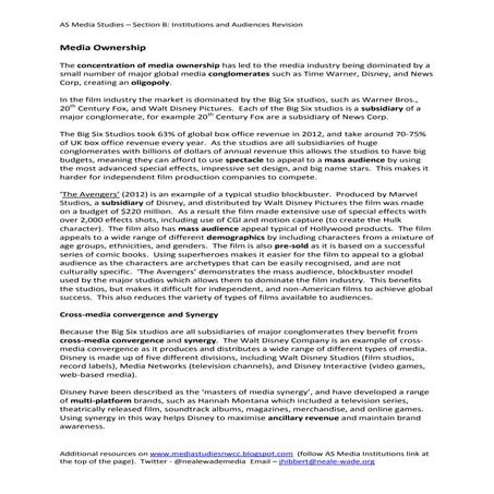 Section B Institutions and Audiences Revision Guide