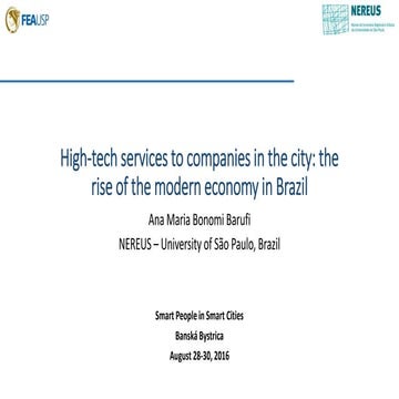 High-tech services to companies in the city: therise of the modern economy in Brazil