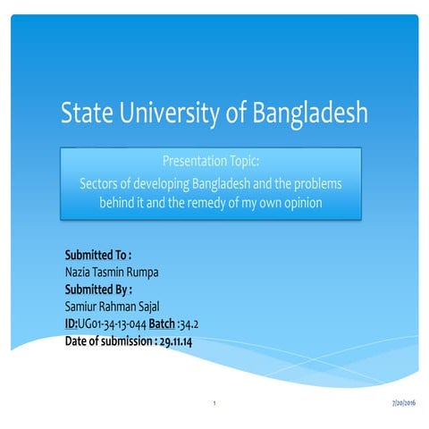 Sectors of developing bangladesh and the problems behind it and the remedy of my own opinion