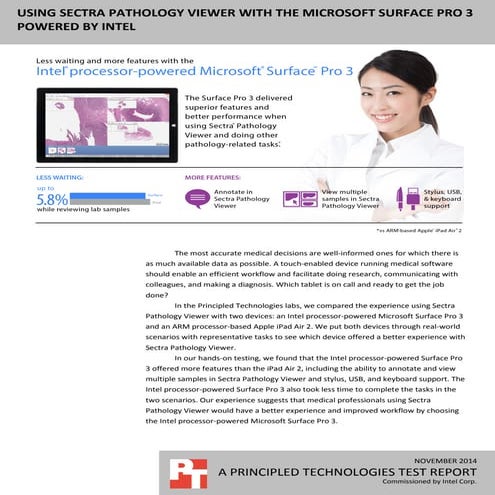 Using Sectra Pathology Viewer with the Microsoft Surface Pro 3 powered by Intel
