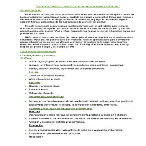 Secuencia cuidado del cuerpo