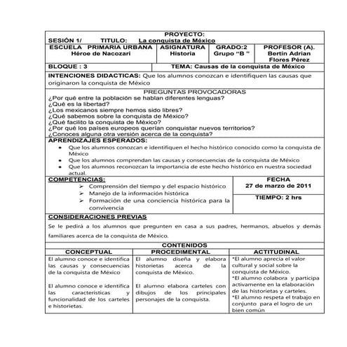 Secuencia didactica historia