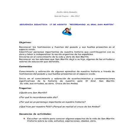 Secuencia didactica san martin