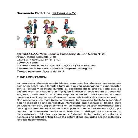 Secuencia didáctica  mi familia y yo