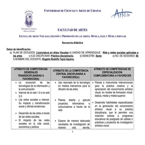 Secuencia didáctica 6to web y redes aplicadas a las artes