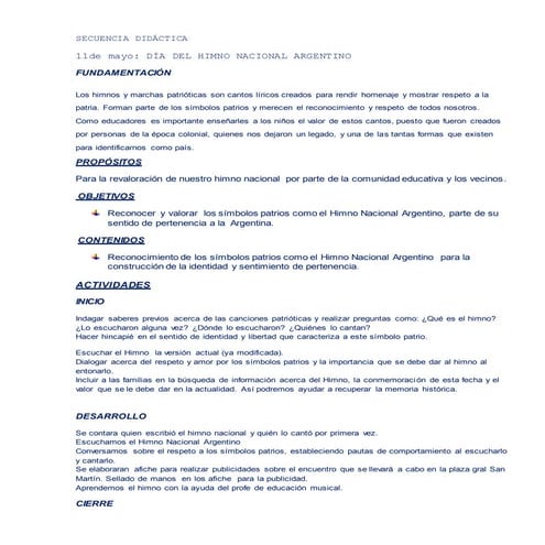 Secuencia didáctica himno nacional argentino