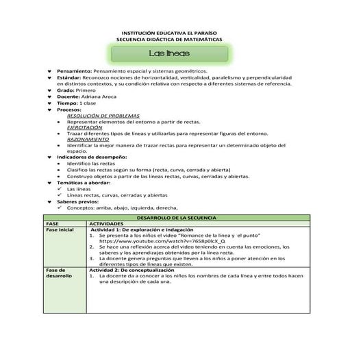 Secuencia didáctica las líneas