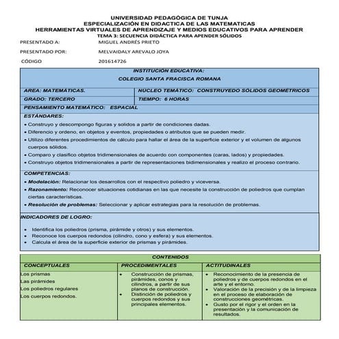 Secuencia didáctica aprendizaje de sólidos geométricos