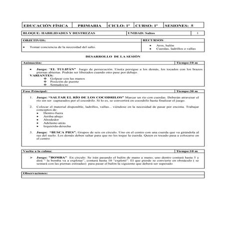 Secuencias didácticas sobre saltos primer ciclo