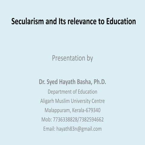 Secularism and its relevance to education