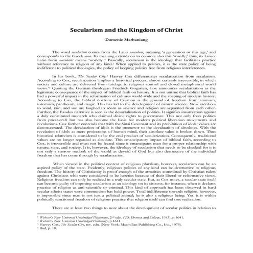 Secularism and the kingdom of Christ