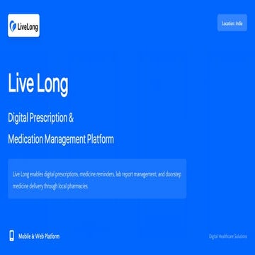 Live Long – Smart Medicine Reminder & Digital Prescription App | PDF