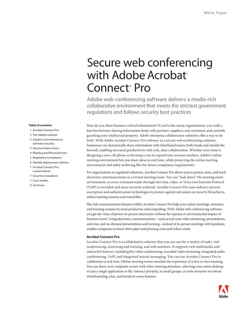 Secure web conferencing with Adobe