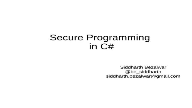 Secure coding in C#