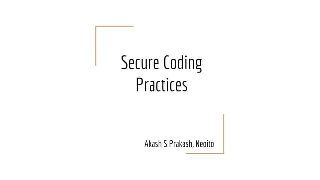 Neoito — Secure coding practices