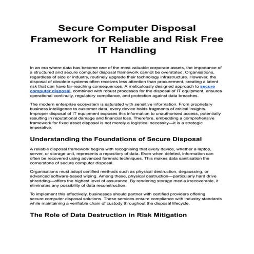 Comprehensive Framework for Secure and Environmentally Responsible ...