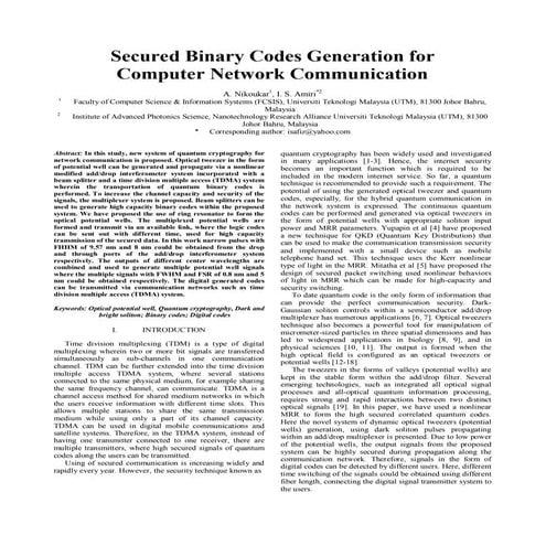 Secured binary codes generation for computer network communication