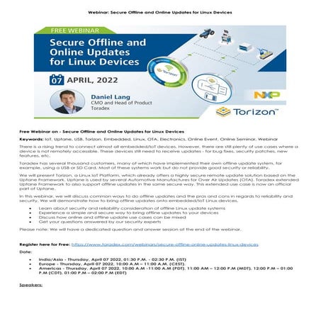 Webinar: Secure Offline and Online Updates for Linux Devices
