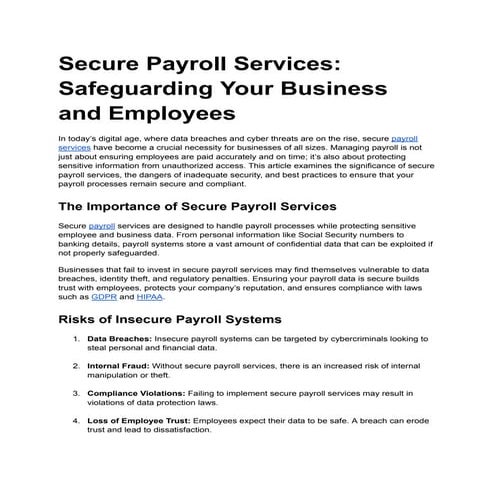 Secure Payroll Services: Why Protecting Payroll Data Matters More Than ...