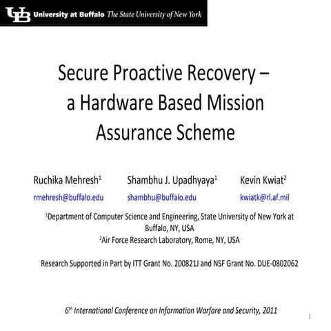 Secure Proactive Recovery- a Hardware Based Mission Assurance Scheme