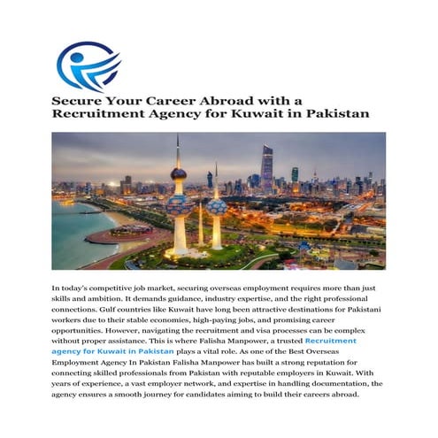 Smooth Documentation with a Kuwait Work Permit Agency in Pakistan. | DOCX