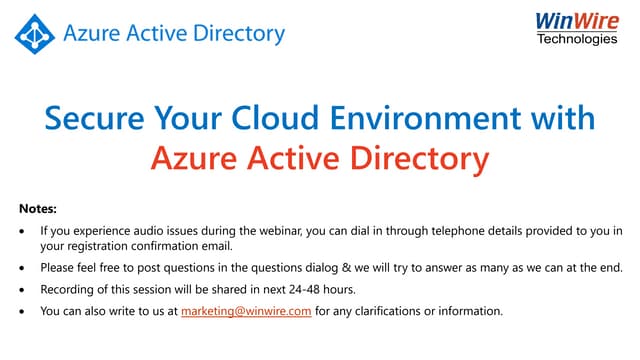Secure Your Cloud Environment with Azure Active Directory (AD)