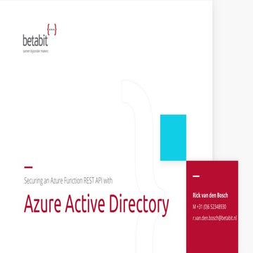 Securing an Azure Function REST API with Azure Active Directory | PPT