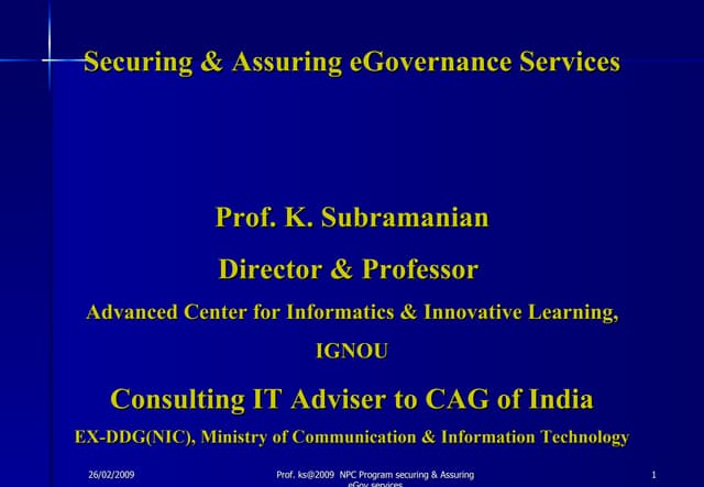 Securing & Asuring E Governance Services