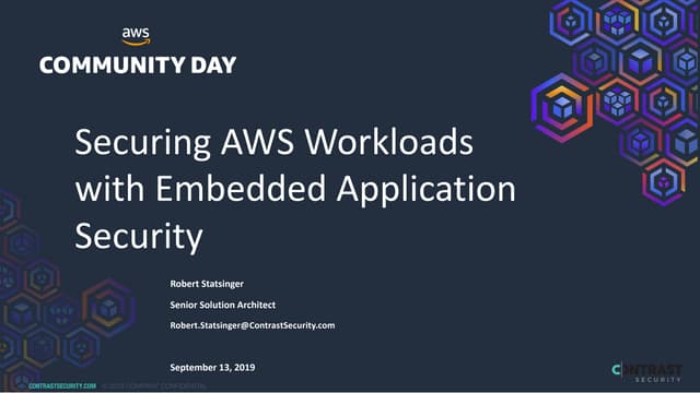 Securing aws workloads with embedded application security