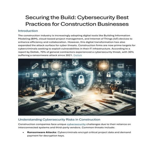 Securing the Build: Cybersecurity Best Practices for Construction ...