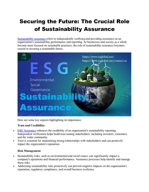 How Important Sustainability Assurance Is Pdf