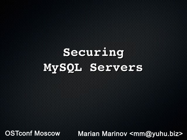 Securing your MySQL server