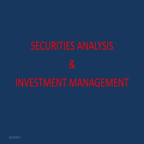 Introduction of Security analysis & portfolio management | PPTX