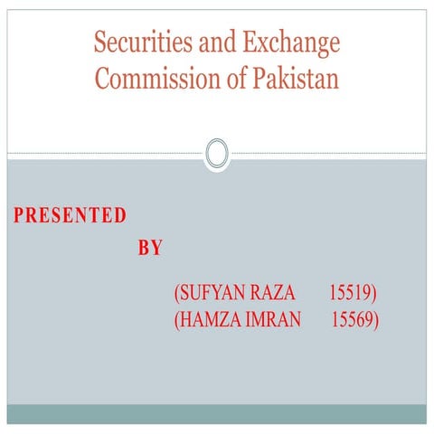 SECP(Security exchange&commission of Pakistan) | PPTX