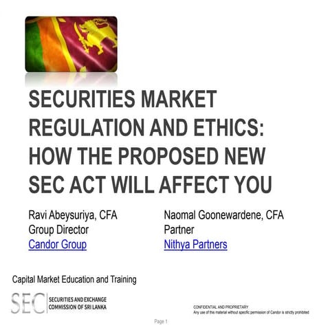 Securities market regulation and ethics
