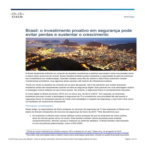 Brasil: O investimento proativo em segurança pode evitar perdas e sustentar o crescimento