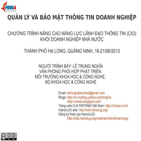Quảng Ninh CIO: QUẢN LÝ VÀ BẢO MẬT THÔNG TIN DOANH NGHIỆP