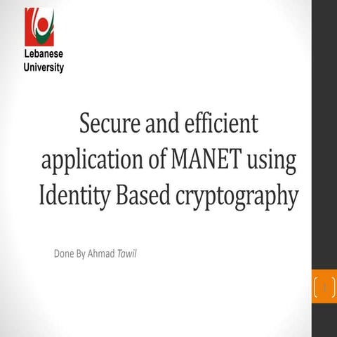 Security algorithms for manet