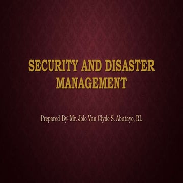 Security and Disaster Management