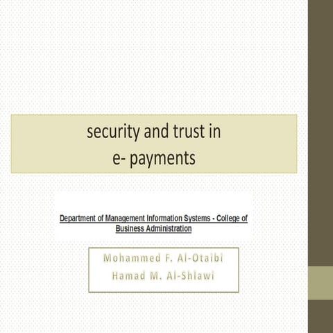Security and trust in e  payment