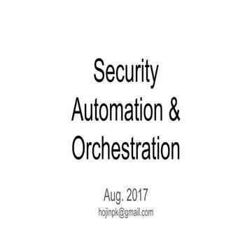 Security automation and orchestration | PDF