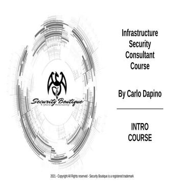 Free Course - Infrastructure Security Consultant course by Carlo Dapino