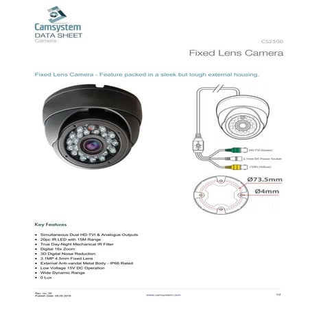 Security Camera Datasheet Template