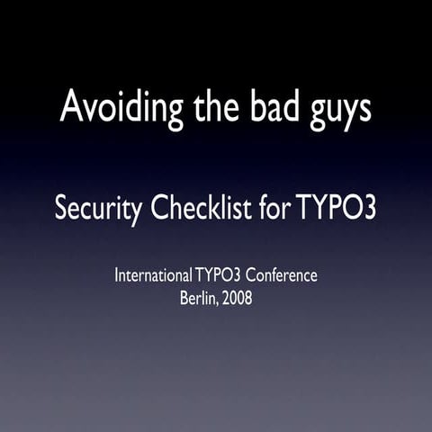 Security Checklist for TYPO3