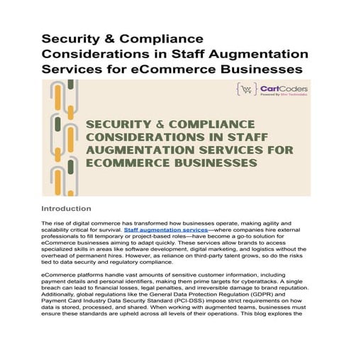 Security & Compliance Considerations in Staff Augmentation Services for eComm...
