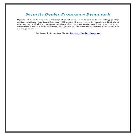 Security dealer program – dynamark