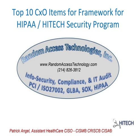 Security Framework For HIPAA HITECH