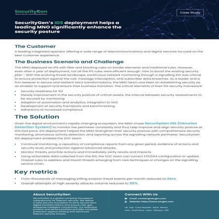 SecurityGen: Your Trusted Partner for Unrivaled Telecom Security | PDF