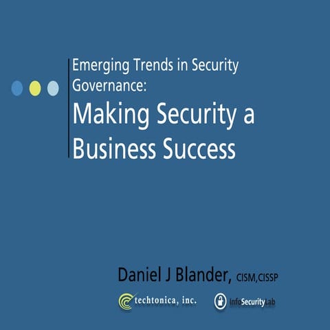 Security Governance - Trends and Ideas